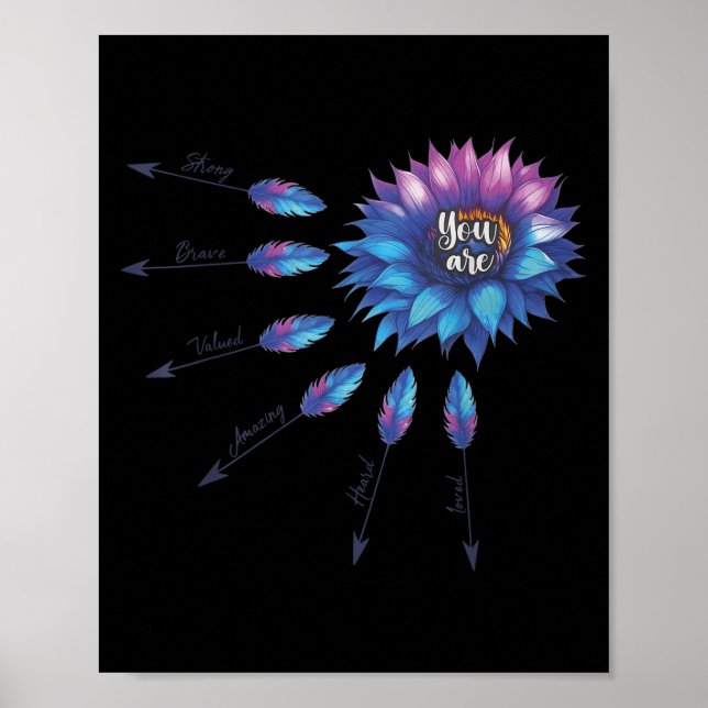 Poster Suicide Prevention Awareness Sunflower You Are 988 (Frente)