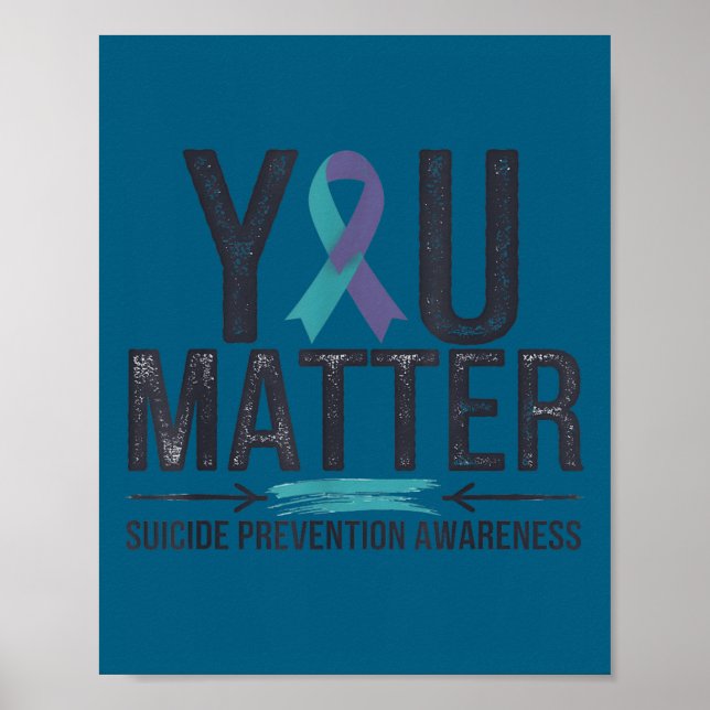 Poster Suicide Prevention Awareness Teal &amp; Purple Rib (Frente)