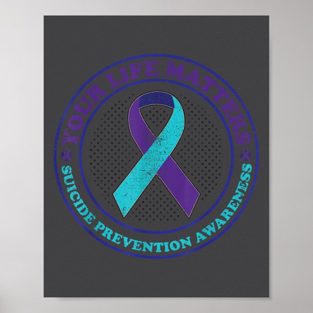 Poster Suicide Prevention Awareness Teal &amp; Purple Rib (Frente)
