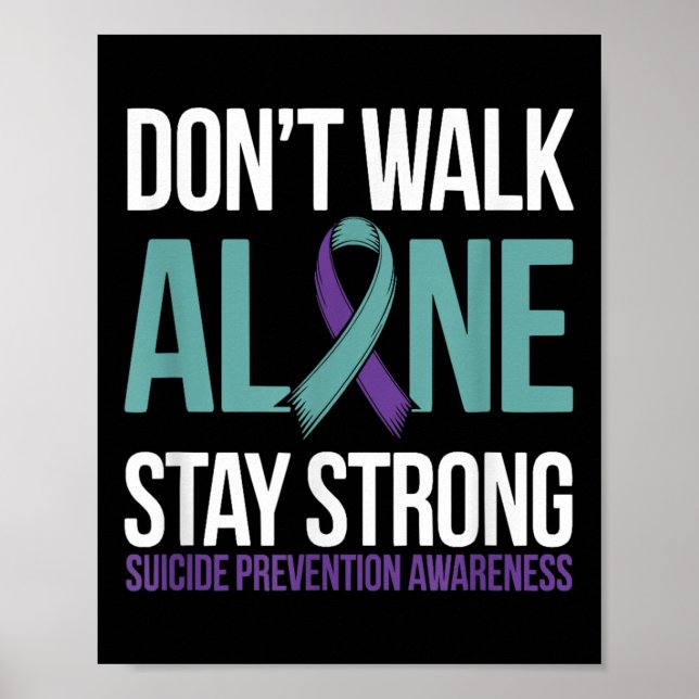 Poster Suicide Prevention Teal Purple Ribbon Suprt  (Frente)