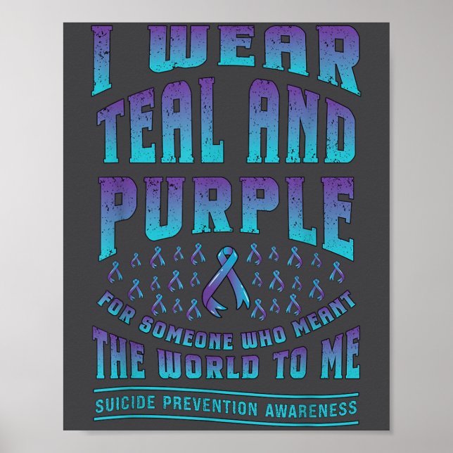 Poster Suicide Prevention Wear Teal Purple For Someone Aw (Frente)
