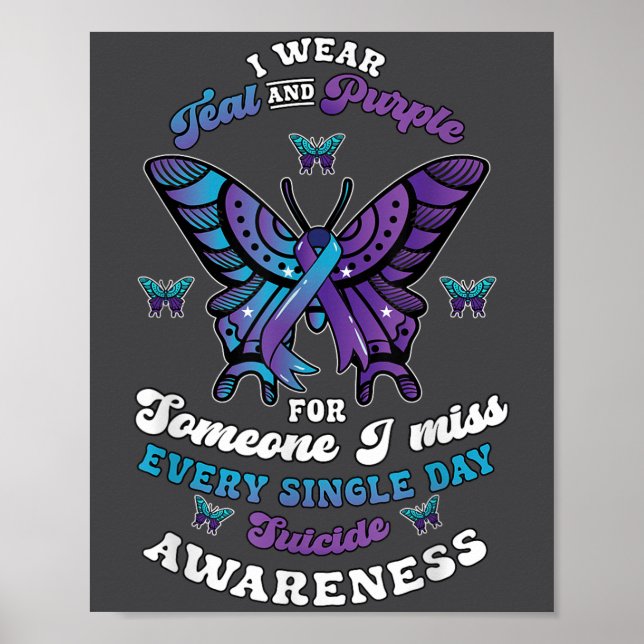 Poster Suicide Prevention Wear Teal Purple Someone I Miss (Frente)