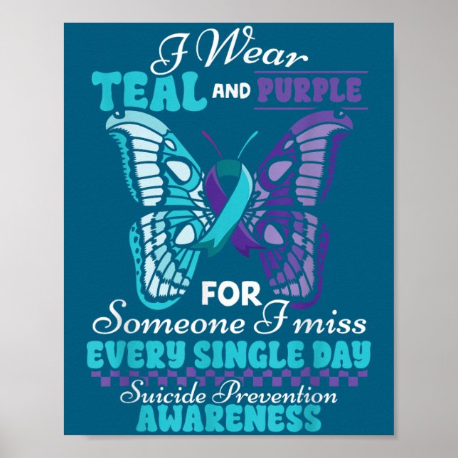 Poster Suicide Prevention Wear Teal Purple Someone I Miss (Frente)