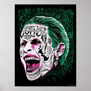 Pôster Suicide Squad   Laughing Joker Head Sketch