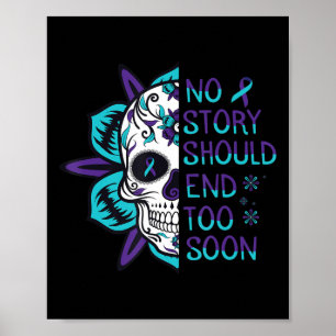 Poster Suicídio Crânio Floral Sensibilização para a saúde