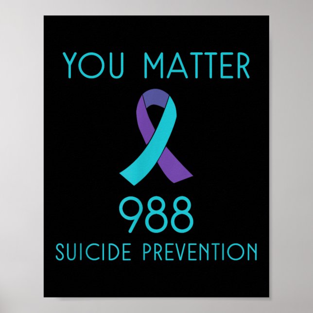 Poster Suicídio Prevenção 988 Camisa Hotline (Frente)