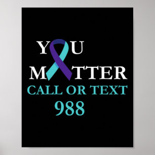 Poster Suicídio Prevenção de Sensibilização 988 Camisa Ho