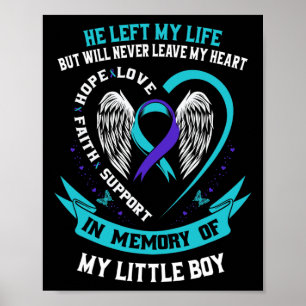 Poster Suicídio Roxo-Teal Sensibilização Menino Perda De