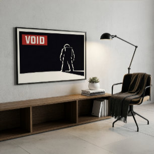 Poster Suíço Minimalista Preto Vermelho Branco Astronauta