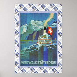 Poster suíço Vierwaldstattersee do vintage