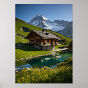 Poster Suiços Chalet Vibes - Combustível Sua Viagem