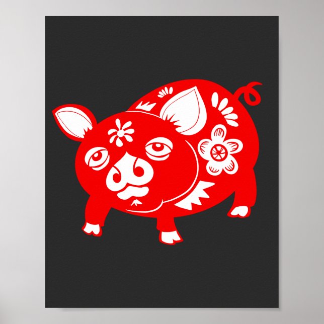 Poster Suíno Zodiac Chinês (Frente)