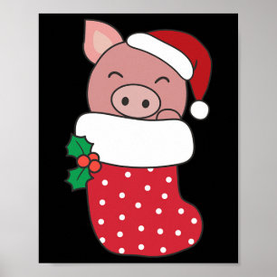 Poster Suínos Bonitos Em Meias De Natal Para Porcos De Na