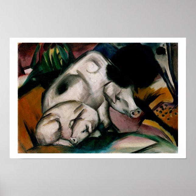 Pôster Suínos, c.1912 (óleo na canvas) (Frente)