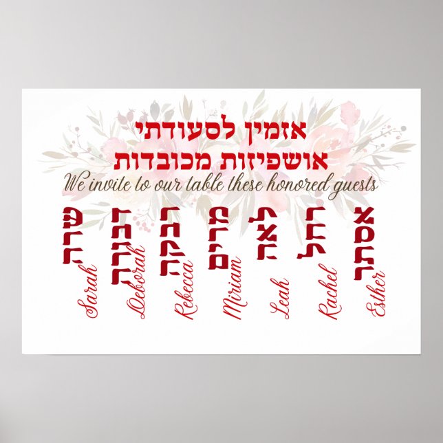 Poster Sukkot Ushpizot - Feminina Sukkah Convidada Femini (Frente)