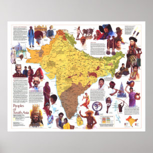 Poster "Sul da Ásia: 1984 Mapa dos Povos e da Cultura ..