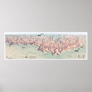 Poster sul do mapa da borda do Grand Canyon