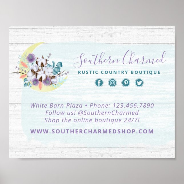 Poster Sul Floral Cotton Moon & Russ Wood Country (Frente)