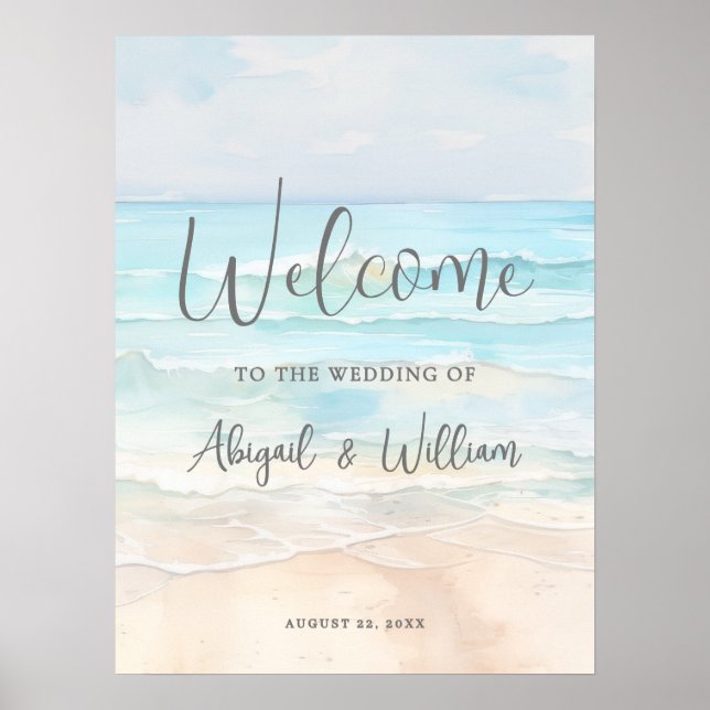 Poster Summer Beach Wedding Welcome Sign (Frente)