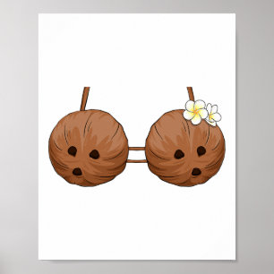 Poster Summer Coconut Bra Halloween Costume Hawaii Aloha