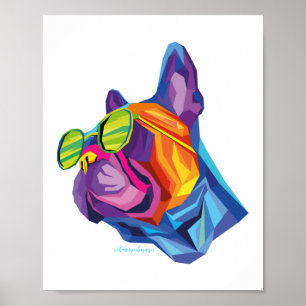 Poster Summer French Buldogue Puppy Colorful