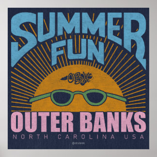 Poster Summer Fun OBX Outer Banks North Carolina Vintage