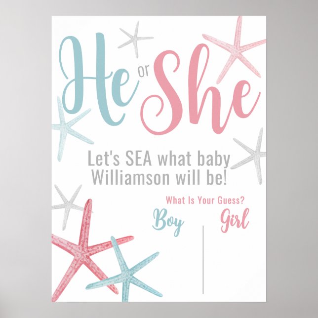 Poster Summer Gender Reveal Party Vote Sign (Frente)