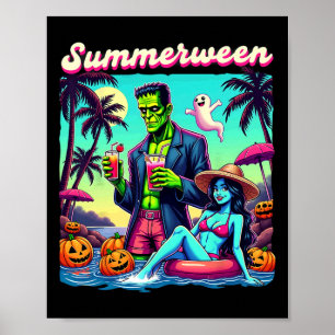 Poster Summer Halloween Zombie Frankenstein Boo Ghost