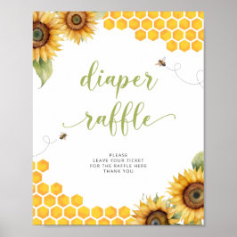 Poster Summer Honey Bee Chá de fraldas Fralda Raffle