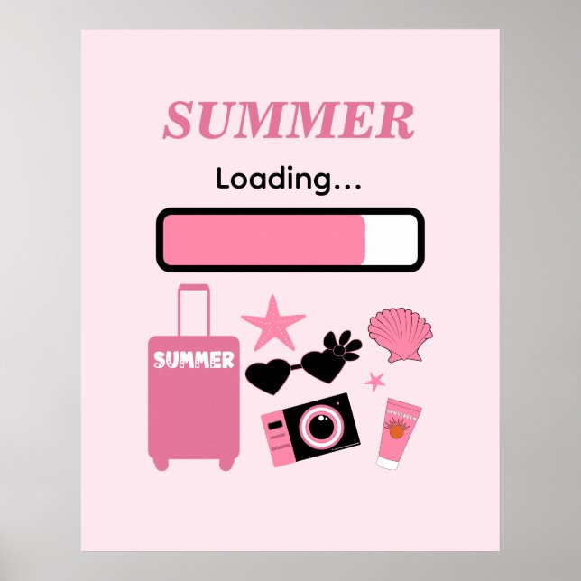 Poster Summer Loading Pink Summer Wall Art (Frente)