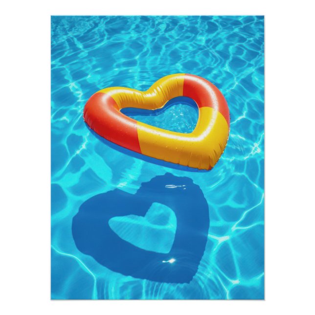 Pôster Summer Love Heart Float in Blue Pool (Frente)