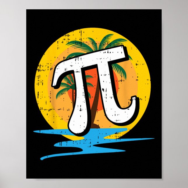 Poster Summer Pi Day Retro Beach Math Símbolos Professor  (Frente)