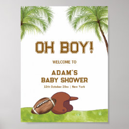 Poster Summer Plam Tree Football Boy Baby Shower Welcome