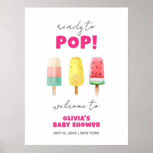 Poster Summer Popcicle Sorvete Chá de fraldas Bem-vindo