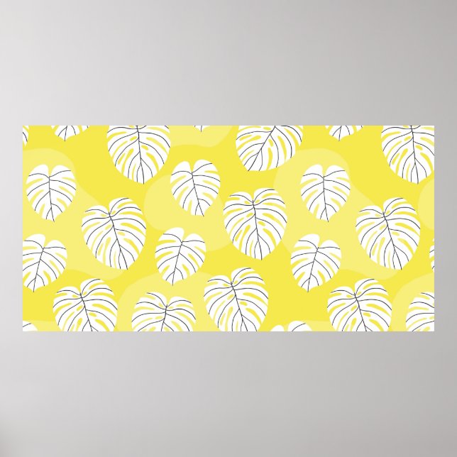Poster Summer seamless pattern with white stylized monste (Frente)