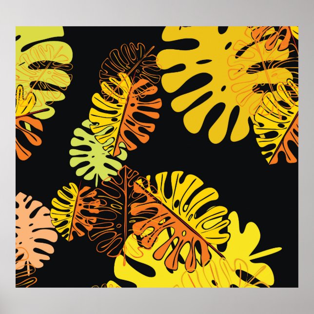 Poster Summer Tropical Leaves Vintage Design (Frente)
