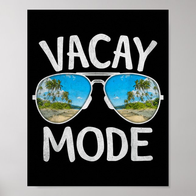 Poster Summer Vacation Sunglasses Palm Tree Beach Vacay (Frente)