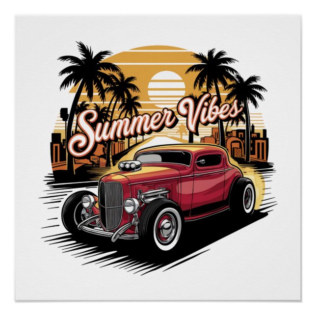 Pôster Summer Vibes Classic Car (Frente)