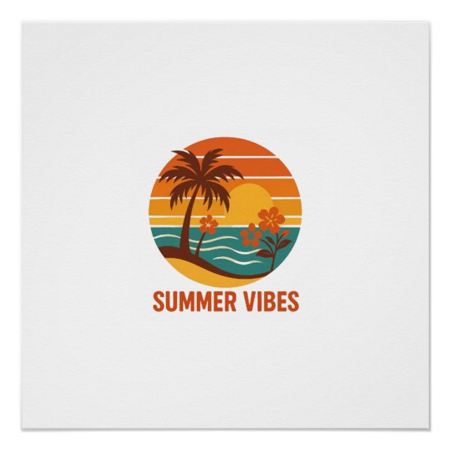 Pôster Summer Vibes - Design brilhante, tropical e divert (Frente)