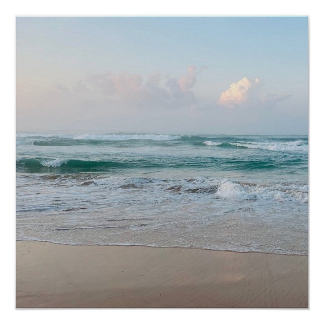 Pôster Summer Vibes | Ombre Beach Sun & Sand Monograma (Frente)