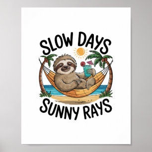 Poster Summer Vibes Sloth Engraçado Pregado