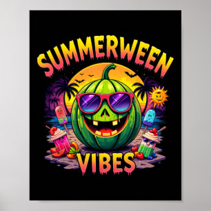Poster Summer Watermelon Jack-o-lantern Summerween Vibes