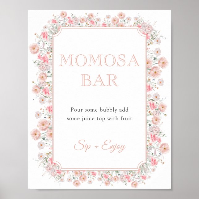 Poster Summer Wildflower Baby Shower Momosa Bar Sign (Frente)