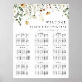 Poster Summer Wildflower Field Wedding Seating Chart