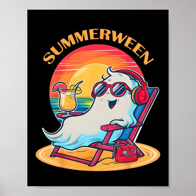 Poster SummerEntre Cute Spooky Summer Ghost Halloween Lov (Frente)