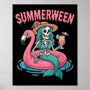Poster Summerentre Mermaid Skeleton Beach Flamingo Hallow
