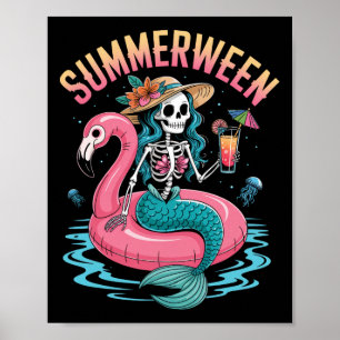 Poster Summerentre Mermaid Skeleton Beach Flamingo Hallow