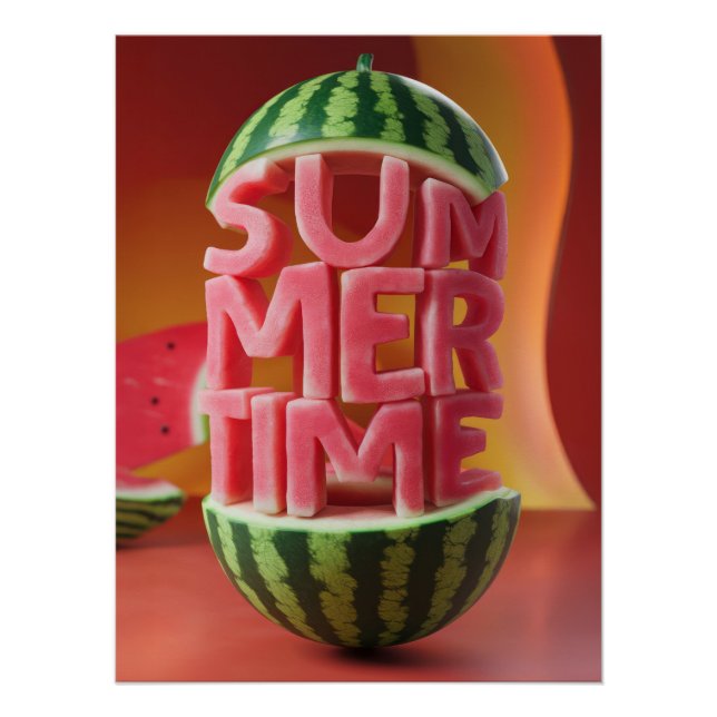 Pôster "SUMMERTIME" Watermelon Letters | Vibrant Summer (Frente)