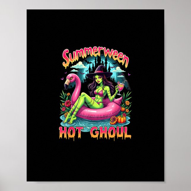 Poster Summerween Witch Vibes Vacation Halloween Funny Pa (Frente)
