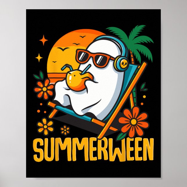 Poster Summerwin Funny Ghost Halloween Summer Beach Vibe (Frente)